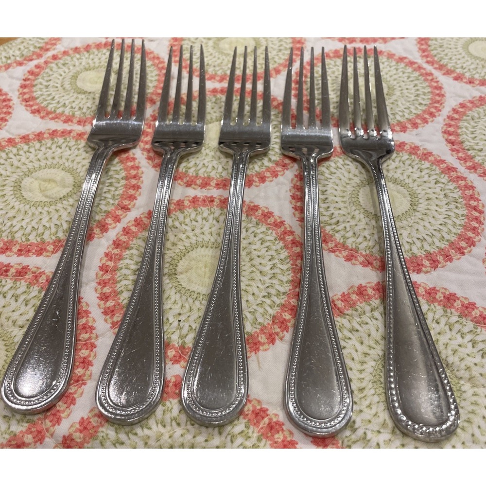 Wallace Continental Bead Set Of 5 Dinner Forks Fork 18/10 Stainless‎ Flatware
